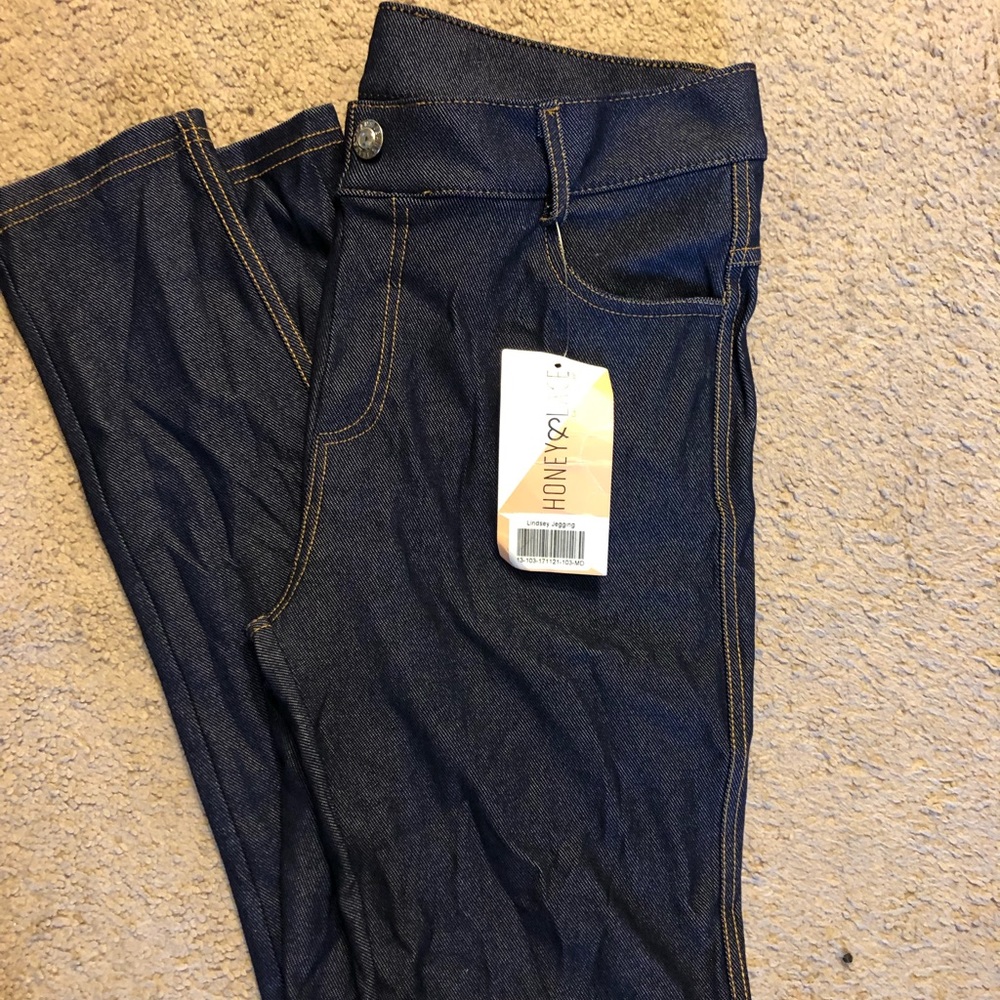 Navy Denim Honey and Lace Jeggings